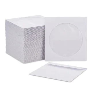 Pack de 100 unidades de sobres papel dvd cd con ventana transparente para protección de discos