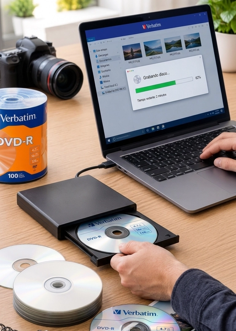 Pack de 100 unidades de discos dvd r verbatim de 4.7GB y 16x