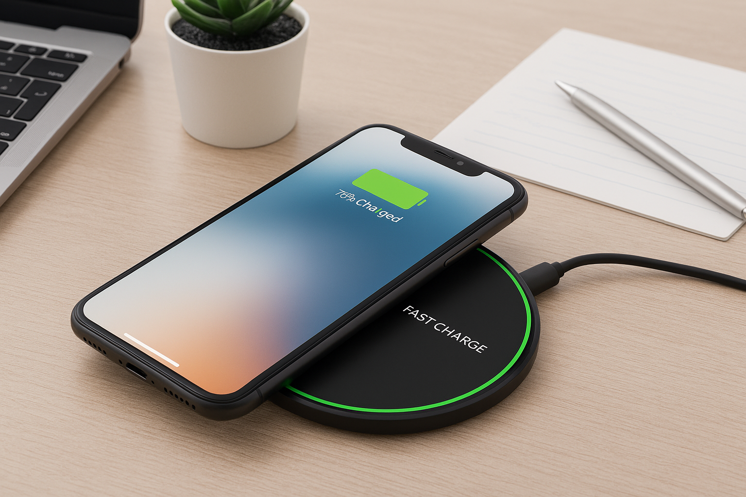 Cargador Inalámbrico Qi 30W Compatible con iPhone y Android