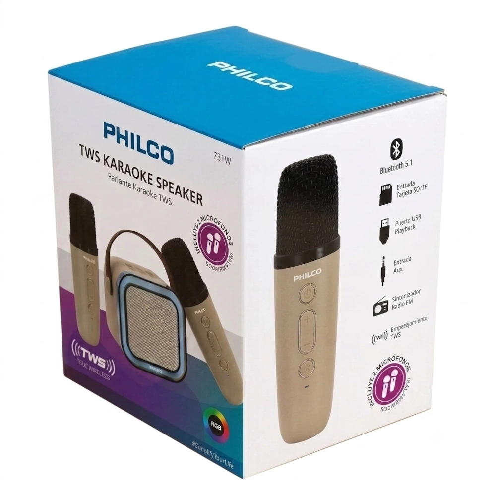 Parlante Karaoke Philco con 2 Micrófonos