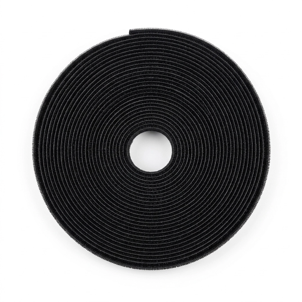 Cinta velcro organizadora cables rollo 5 metros color negro sin adhesivo para escritorio