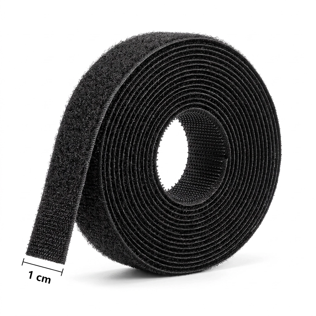 Cinta velcro organizadora cables rollo 5 metros color negro sin adhesivo para escritorio
