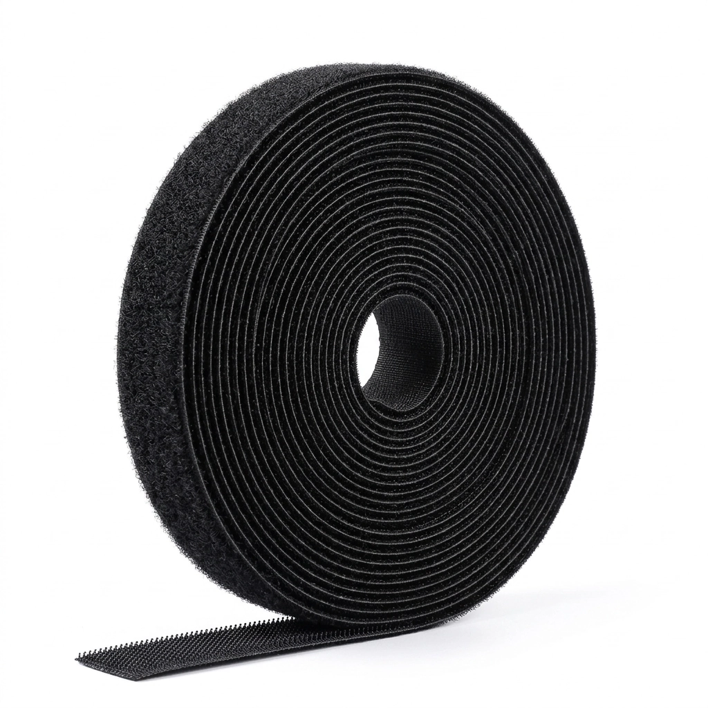 Cinta velcro organizadora cables rollo 5 metros color negro sin adhesivo para escritorio